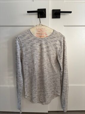 Diadora Women's Long Sleeve Marled Gray White Tee